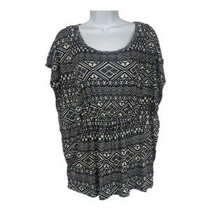 Charlotte Russe Womens Black & White Patterned Rayon Top Size S Loose Fit Casual